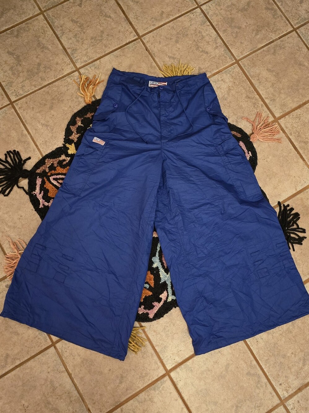 🔥🔥Blue Vintage UFO BAGGY pants🔥🔥 SIZE M 32X32ISH 19" Leg Opening Ravewear